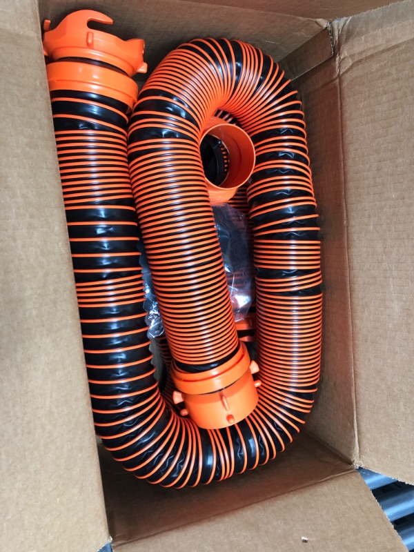 Photo 2 of Camco 21012 RhinoEXTREME 20ft RV Sewer Hose Kit | Includes Swivel Fitting and Translucent Elbow with 4-in-1 Dump Station Fitting | Storage Caps Included 20' Sewer Hose Kit Ships In Own Container