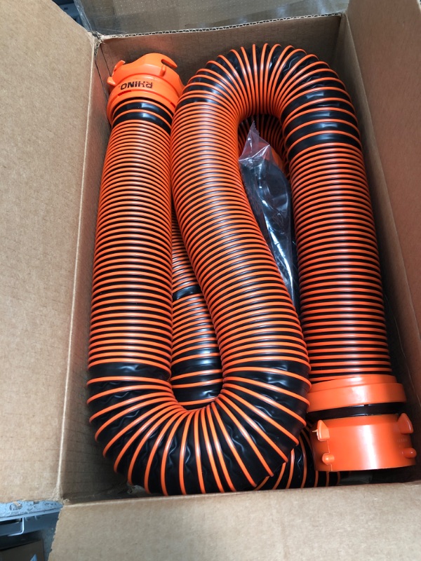 Photo 2 of Camco 21012 RhinoEXTREME 20ft RV Sewer Hose Kit | Includes Swivel Fitting and Translucent Elbow with 4-in-1 Dump Station Fitting | Storage Caps Included 20' Sewer Hose Kit Ships In Own Container