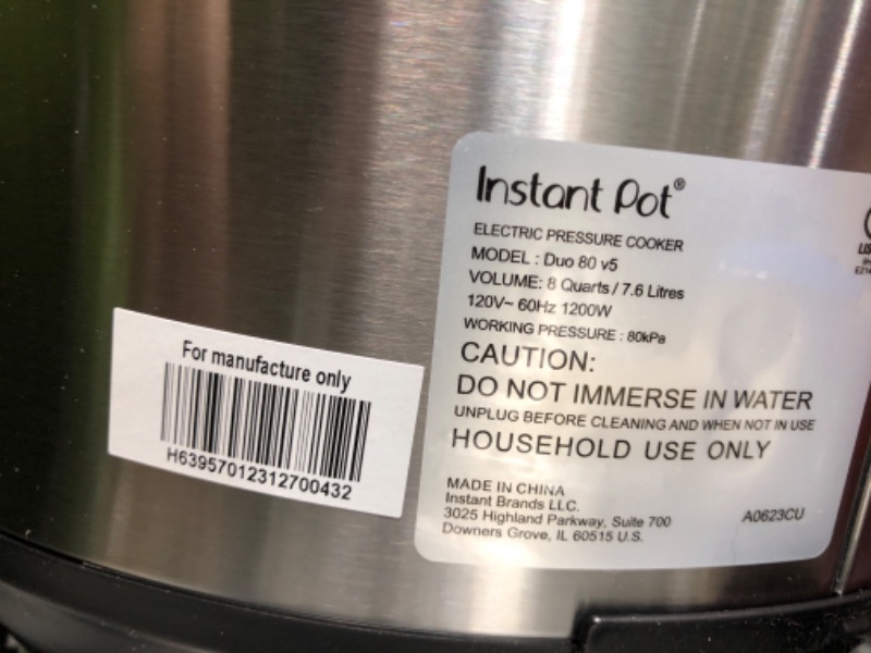 Photo 5 of **USED**
Instant Pot Duo 7-in-1 Electric Pressure Cooker, Slow Cooker, Rice Cooker, Steamer, Sauté, Yogurt Maker, Warmer & Sterilizer, Includes App With Over 800 Recipes, Stainless Steel, 8 Quart 8QT Duo