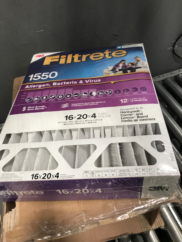 Photo 3 of 3M Filtrete 1550 16x20x4 Pack of 2 Elite/Premium Allergen Furnace Air Filters
