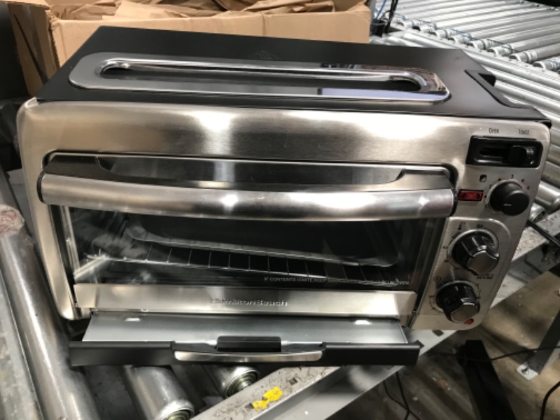 Photo 3 of ***NON-FUNCTIONAL***   Hamilton Beach 2-in-1 Countertop Oven and Long Slot Toaster, Stainless Steel, 60 Minute Timer and Automatic Shut Off (31156)
