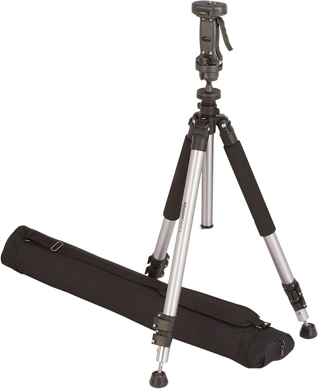 Photo 1 of **MISSING TOP PARTS** Amazon Basics Pistol Grip Camera Travel Tripod With Bag - 34.4 - 72.6 Inches, Black
