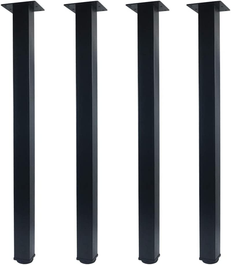 Photo 1 of 28 inch Adjustable Metal Furniture Legs, Square Office Table Furniture Leg, Set of 4 (Black)