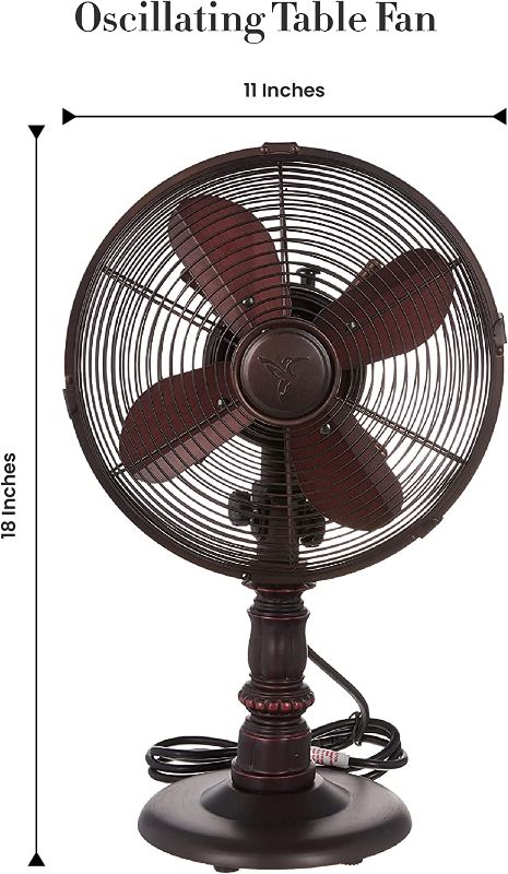 Photo 1 of ***PARTS ONLY*** DecoBREEZE Pedestal Standing Fan, 3 Speed Oscillating Fan, 16 inches & DecoBREEZE Oscillating Table Fan, 3 Speed Portable Fan, Kipling, Antique Metal Fan, 10 inches
