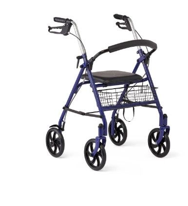 Photo 1 of Steel Rollator with 8" Wheels, Knockdown, Basket, Blue
