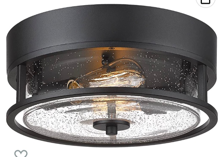 Photo 1 of Black Flush Mount Ceiling Light, HWH Industrial Close to Ceiling Light Fixture with Seeded Glass Shade, 12'' Light Fixture Ceiling for Hallway, Farmhouse, Foyer, Laundry, Matte Black, 5HWY65F BK