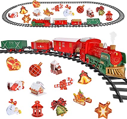 Photo 1 of Christmas Train Set for Around/Under The Tree with Smoke, Sounds, Lights, Tracks, Electric Train Sets for Boys 4-7, Toy Train Set Gifts for Boys Girls