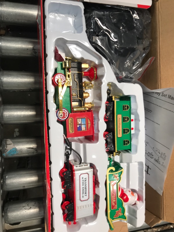 Photo 4 of Christmas Train Set for Around/Under The Tree with Smoke, Sounds, Lights, Tracks, Electric Train Sets for Boys 4-7, Toy Train Set Gifts for Boys Girls