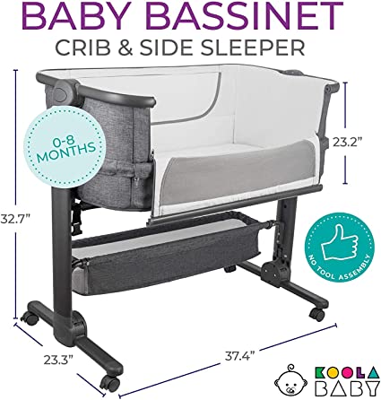 Photo 1 of Baby Bassinet, Bedside Sleeper for Baby, Easy Folding Portable Crib with Storage Basket for Newborn, Bedside Bassinet, Comfy Mattress/Travel Bag Included
