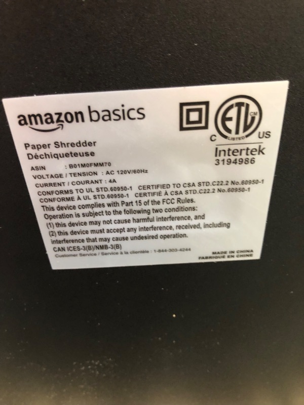 Photo 4 of Amazon Basics 15-Sheet Cross-Cut Paper, CD Credit Card Office Shredder 15 Sheet - original model Shredder