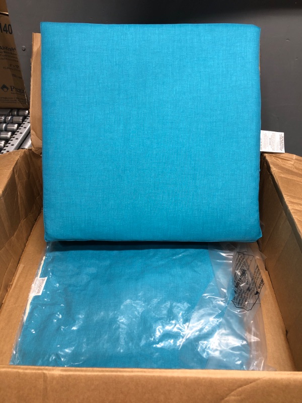 Photo 2 of 21 in. x 21 in. Lake Blue Leala Outdoor Dining Chair Cushion