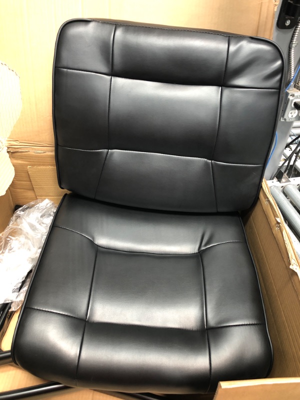 Photo 2 of ***PARTS ONLY NOT FUNCTIONAL***Amazon Basics Classic Faux Leather Office Desk Guest Chair with Metal Frame - Black Contemporary