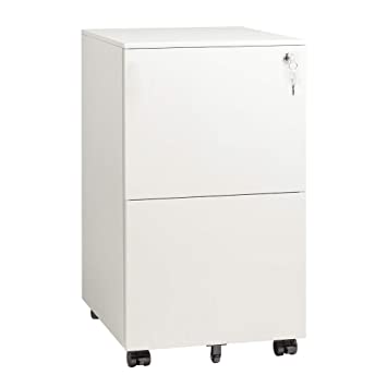 Photo 1 of (Damaged )DEVAISE Vertical File Cabinet with Lock, Mobile Filing Cabinet for Legal/Letter/A4 Files, Fully Assembled Except Wheels, White
