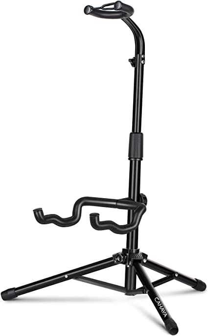 Photo 1 of CAHAYA Guitar Stand Floor Universal for Acoustic Electric Guitars Bass Banjos Rotate to Adjust Height from 30.7 to 37 Inch Folding Tripod Guitar Stands with Neck Holder CY0253
