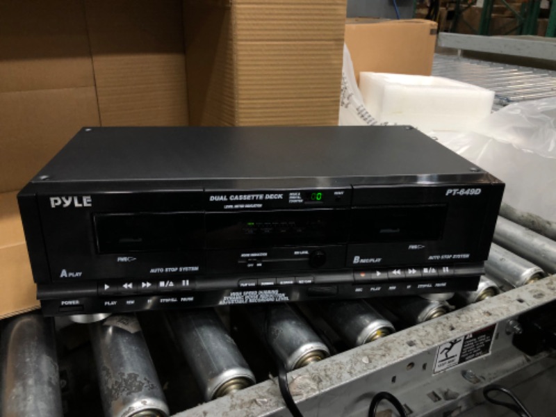 Photo 2 of Dual Cassette Deck | Music Recording Device with RCA Cables | Removable Rack Mounting Hardware | CrO2 Tape Selector | Built-in 3 Digit Tape Counter - 110V/220V