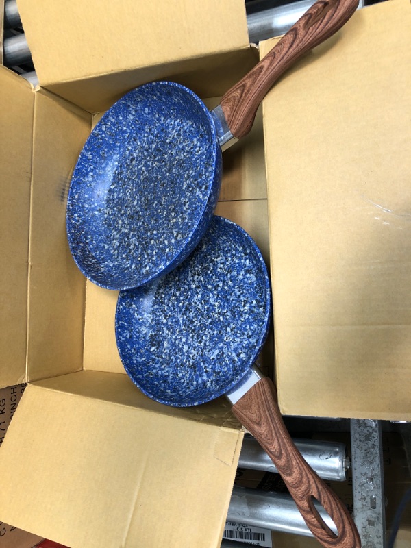 Photo 1 of MICHELANGELO Granite Frying Pan, Stone Pans Nonstick Frying Pans Set, Blue Granite Rock Frying Pans Nonstick, Stone Skillets,