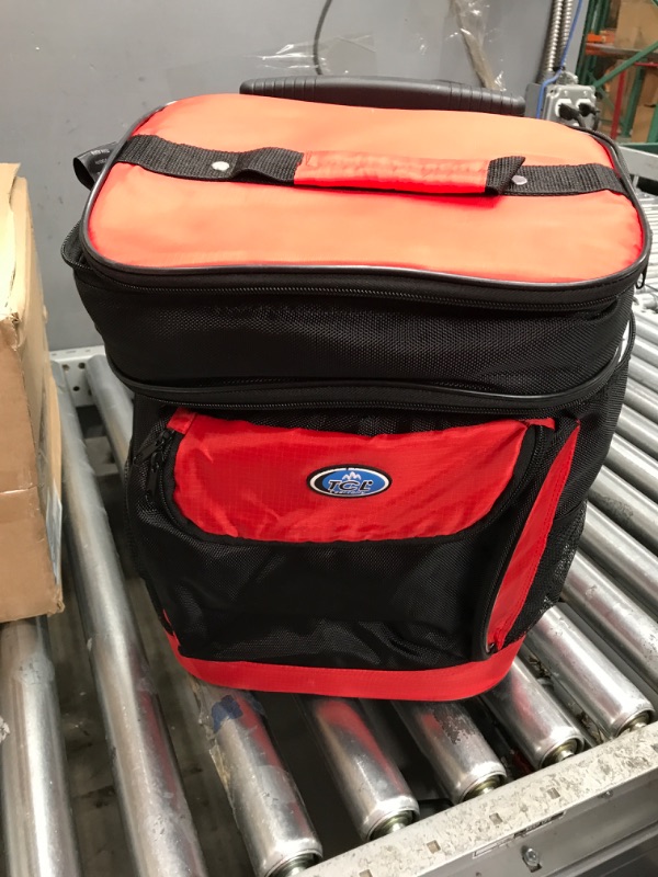 Photo 3 of ( Like NEW ) Travelers Club 18" Cool Carry 2 Section Insulated Rolling Cooler RED 

