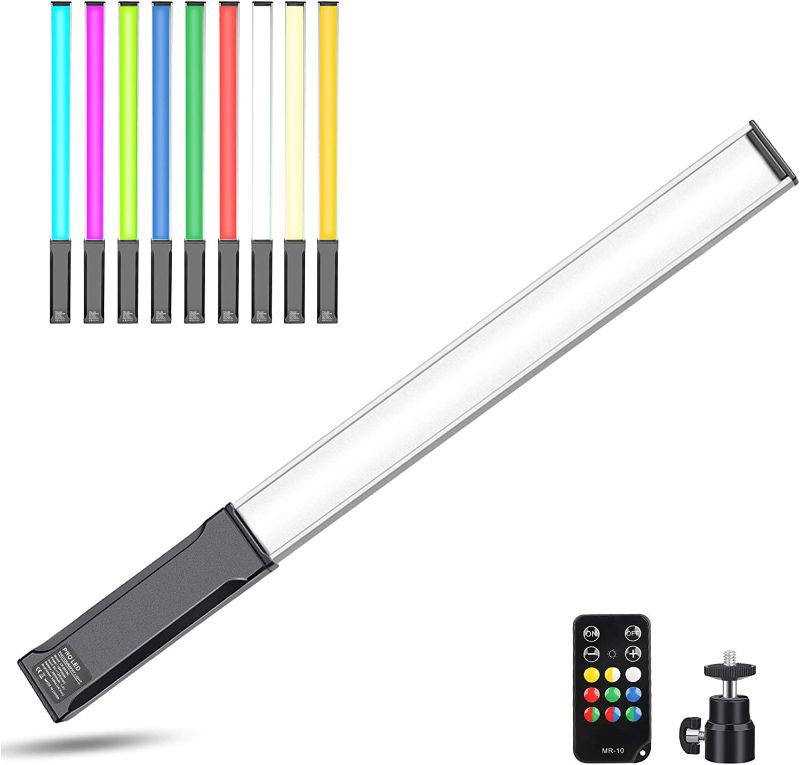 Photo 1 of Hagibis RGB Handheld LED Video Light Wand Stick Photography Light 9 Colors,with Built-in Rechargable Battery and Remote Control,1000 Lumens Adjustable 3200K-5600K,Hot Shoe Adapter Included..