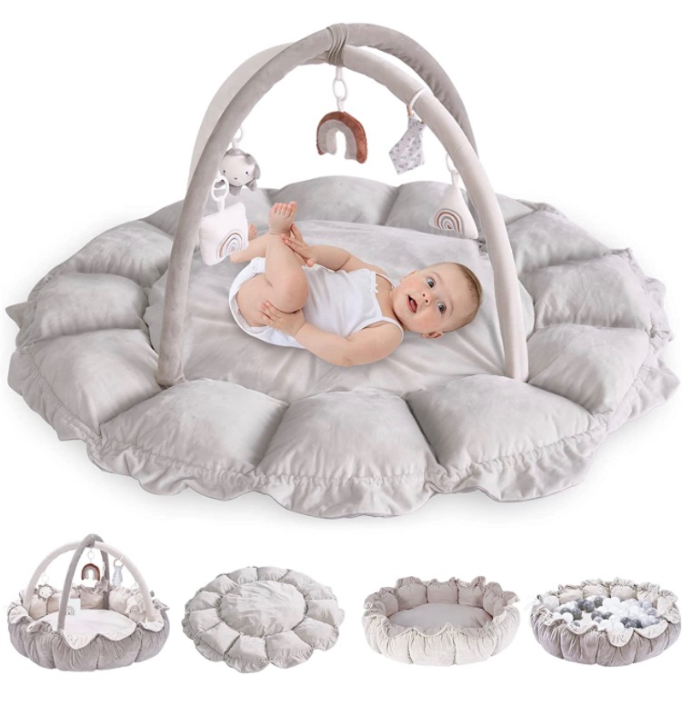 Photo 1 of 5-in-1 Thick Baby Gym & Ball Pit, Plush Play Gym, Tummy Time Mat, Convertible Stage