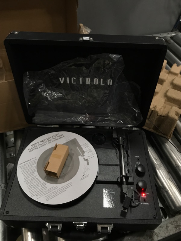 Photo 1 of Victrola Vintage 3-Speed Bluetooth Portable Suitcase Record Player with Built-in Speakers | Upgraded Turntable Audio Sound| Includes Extra Stylus | Black, Model Number: VSC-550BT-BK, 1SFA
