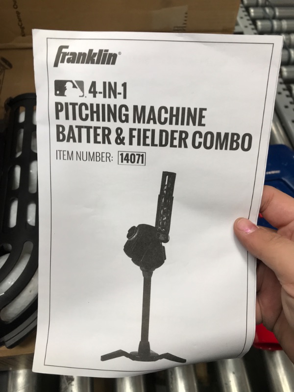 Photo 1 of Franklin Sports Baseball Pitching Machine - Adjustable Baseball Hitting & Fielding Practice Machine For Kids - with 6 Baseballs - Great For Practice,Blue