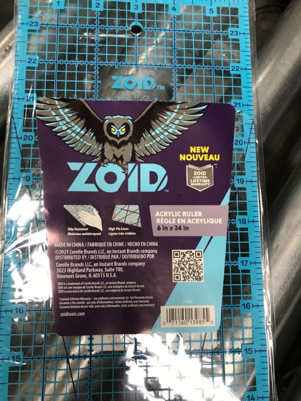 Photo 1 of Zoid 6-1/2" X 24" Acrylic Ruler, Reversible Ruler for Measuring, Quilting Ruler, Slip-Resistant Ruler, Clear Acrylic Ruler 6"x24"