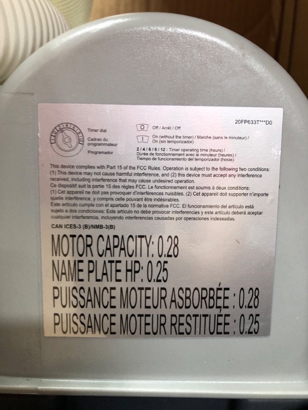 Photo 4 of **FOR PARTS ONLY**  INTEX 28633EG C2500 Krystal Clear Cartridge Filter Pump, 2500 GPH Pump Flow Rate 2,500 Gallons Per Hour 2,500 Gallons Per Hour Filter Pump