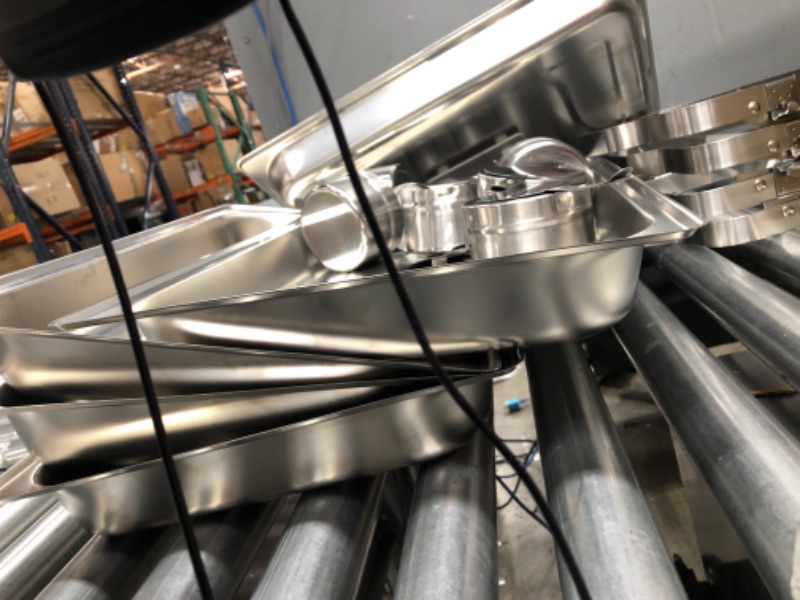 Photo 1 of ALPHA LIVING 70014-GRAY 4 Pack 8QT Chafing Dish High Grade Stainless Steel Chafer Complete Set, 8 QT, Alpine Gray Handle