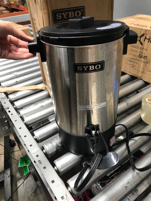 Photo 2 of **USED**
SYBO SR-CP35C Commercial Grade Stainless Steel Percolate Coffee Maker Hot Water Urn 30-Cup Capacity for Catering, 3.5 L, Silver