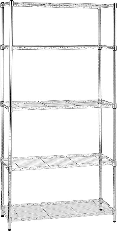 Photo 1 of 
Amazon Basics 5-Shelf Adjustable, Heavy Duty Storage Shelving Unit (350 lbs loading capacity per shelf), Steel Organizer Wire Rack, Chrome, 36" L x...