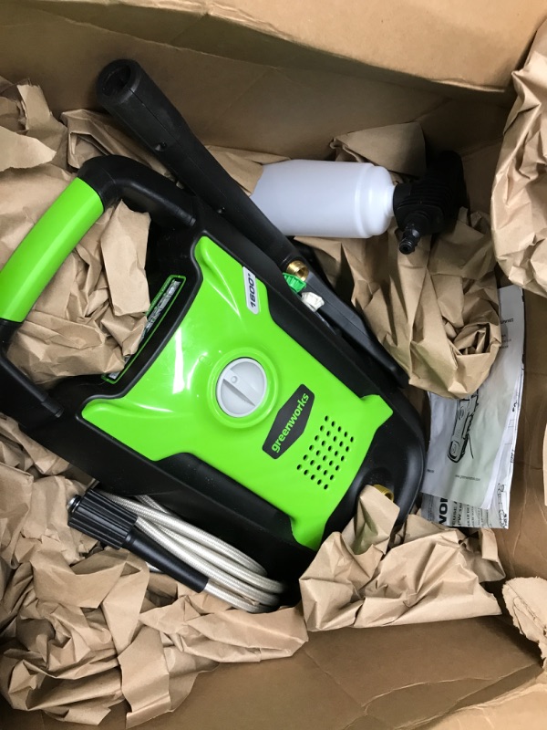 Photo 1 of 
Greenworks 1600 PSI (1.2 GPM) Electric Pressure Washer (Ultra Compact / Lightweight / 20 FT Hose / 35 FT Power Cord) Great For Cars, Fences, Patios, Driveways