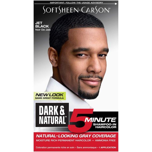 Photo 1 of SoftSheen-Carson Dark & Natural Hair Color for Men 5 Minutes, Natural Looking Gray Coverage for Up To 6 Weeks, Shampoo-in Permanent Hair Dye, Jet Black, Ammonia Free, Natural Black
