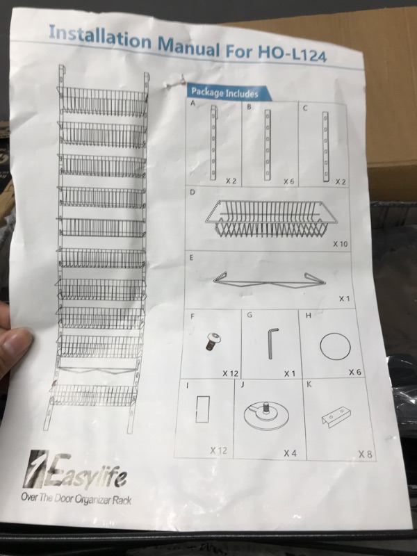 Photo 3 of **SEE NOTES**
1Easylife Over the Door Pantry Organizer, 10-Tier Adjustable Baskets Pantry Organization, Metal Door Shelf with Detachable Frame, Black