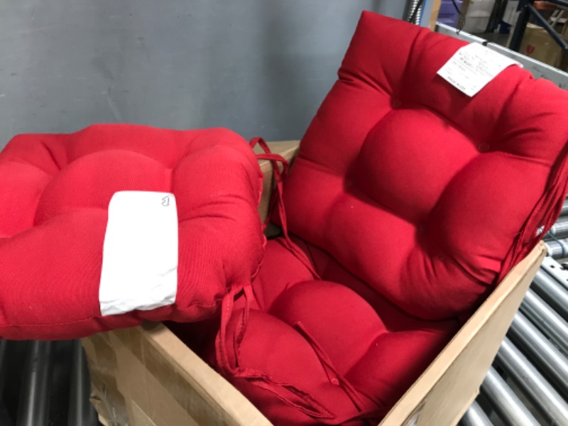 Photo 2 of  Outdoor Seat Cushion 14"x14", 4Pack Tufted Patio Furniture Chair Pads with Thick Form Filled Red