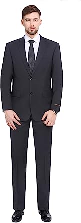 Photo 2 of P&L Men's 2 Piece Classic Fit 2 Button Suit Jacket Office Dress Blazer & Pleated Pants Set