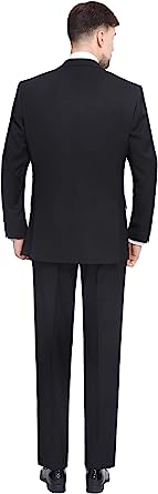 Photo 1 of P&L Men's 2 Piece Classic Fit 2 Button Suit Jacket Office Dress Blazer & Pleated Pants Set