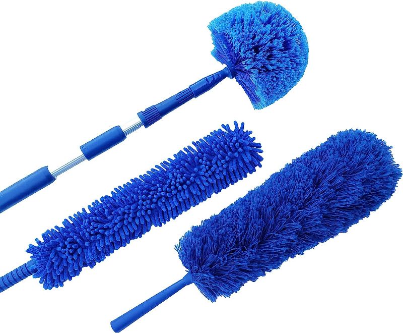 Photo 1 of U.S. Duster Company Triple Action Microfiber Dusting Kit with 18-20 feet Aluminum Telescopic Extension Pole - Webster Cobweb Duster, Cathedral Ceiling Fan..