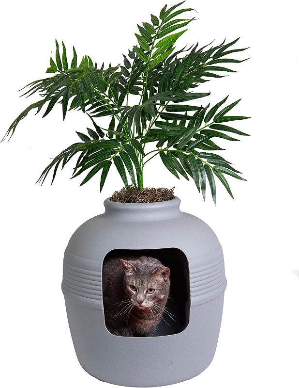 Photo 1 of 
Good Pet Stuff, The Original Hidden Litter Box, Artificial Plants & Enclosed Cat Planter Litter Box, Vented & Odor Filter, Easy to Clean, Stone Gray