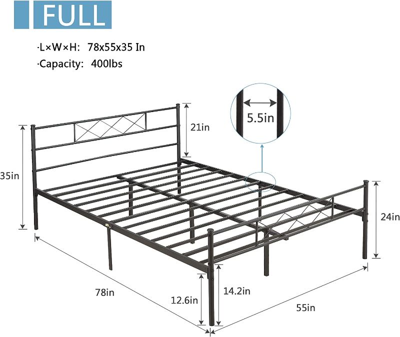 Photo 1 of 
VECELO Metal Platform Bed Frame Mattress Foundation with Headboard & Footboard / Firm Support & Easy Set up Structure, Full, Black
Size:Full
Color:Black