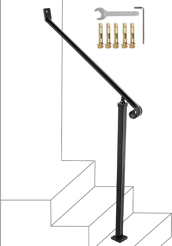 Photo 1 of 
Happybuy Handrails for Outdoor Steps 2-3 Step Railings Wrought Iron Handrail Stair Railings for Steps Black Iron Railings for Steps Wall and Floor Mounted...
Size:2-3 Step