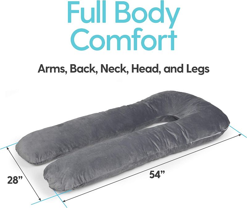 Photo 1 of 
Milliard U Shaped Total Body Support Pillow Memory Foam with Washable Cover (54in, Velour Grey)