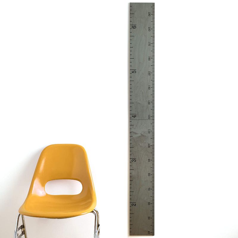 Photo 1 of 
Hanging Wooden Height Growth Chart to Measure Baby, Child, Grandchild - Gray Classic Schoolhouse Ruler with Inches and Centimeters - Wall Decoration