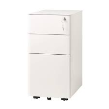 Photo 1 of NO WHEELS/DENT//NO KEYS TOP DRAWER IS LOCKED***DEVAISE 3-Drawer Slim Vertical File Cabinet, Fully Assembled Except Casters, Legal/Letter Size, White
