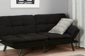 Photo 1 of ***BOX 1 ONLY***Mainstays Memory Foam Futon, Black Faux Suede with wood frame, 72"W x 42.5"D x 16.5"H
