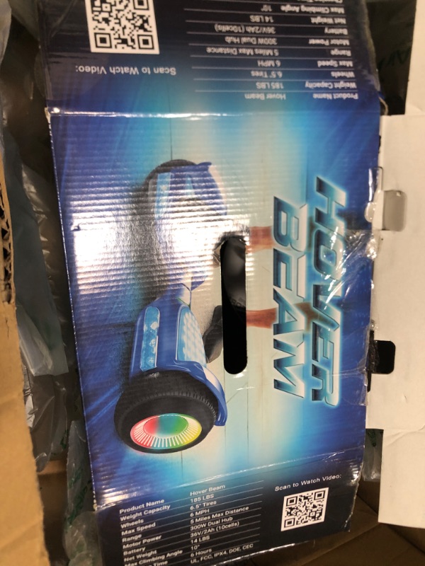 Photo 2 of Voyager Hover Beam LED Light Hoverboard, Self Balancing Scooter Hoverboard with LED Wheels and Side Lights, 6 MPH Electric Hoverboards for Ages 13+, Blue (HOVER3030B-BLU-STK-1)
