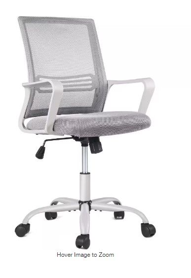 Photo 1 of Ergonomic Gray Mesh Chair Executive Home Office Chairs with Lumbar Support Armrest Rolling Swivel Adjustable Mid Back
