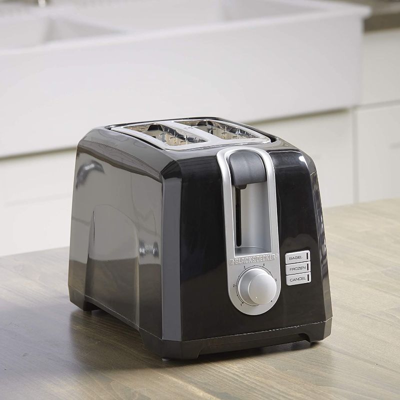 Photo 1 of BLACK+DECKER 2-Slice Extra-Wide Slot Toaster, Square, Black