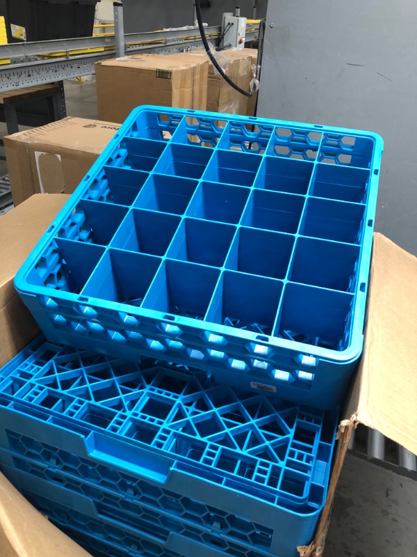 Photo 2 of 
45 Pack***Carlisle FoodService Products RG25-214 OptiClean 25 Compartment Glass Rack with 2 Extenders, Blue
Color: Carlisle Blue
Size:7.12"