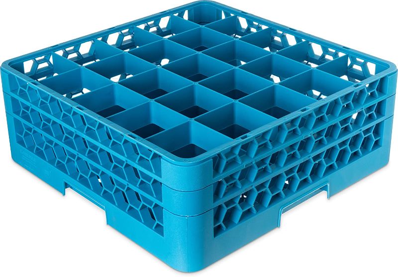 Photo 1 of 
45 Pack***Carlisle FoodService Products RG25-214 OptiClean 25 Compartment Glass Rack with 2 Extenders, Blue
Color: Carlisle Blue
Size:7.12"