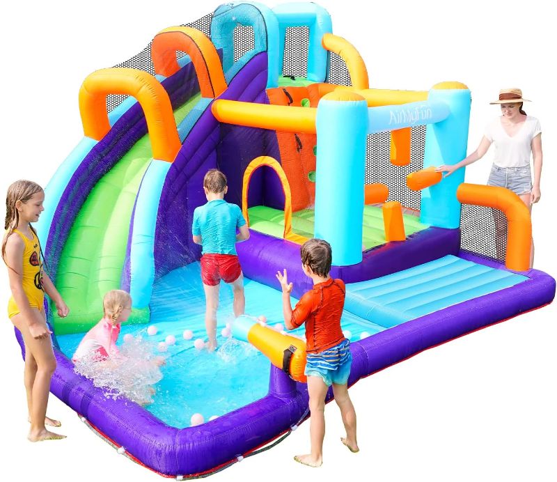 Photo 1 of 
Blower Works******AirMyFun Inflatable Water Slide, Kids Bouncer Slide, Water Bouncy House for Wet and Dry with Climbing Wall, Jumping and Splash Pool,Water Bounce House